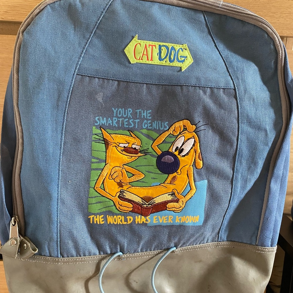 CatDog Blue and Gray vintage Y2K backpack